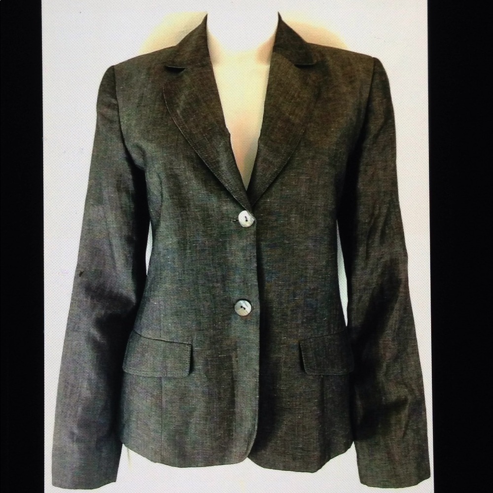 💋Chicos Gray Linen Blend Lined Button Blazer
